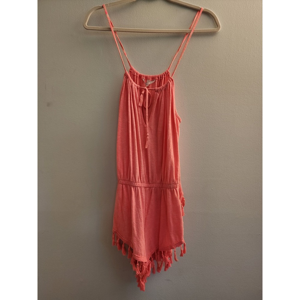 Victoria's Secret Rare 2015 Neon Coral Pink Tassel Halter Romper Boho Small